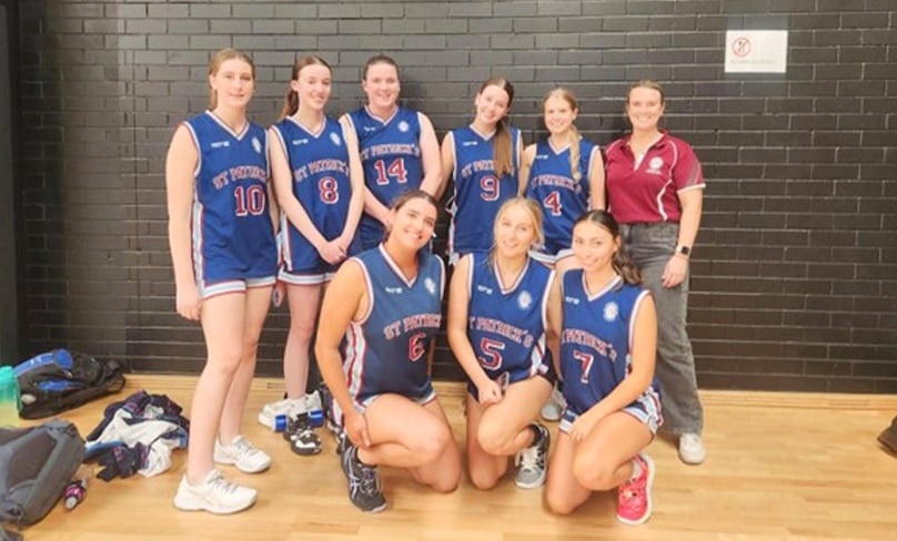 St Patrick’s College Sutherland senior girls’ basketball team, winners of the Sydney Championship. Photo: SCS/Supplied