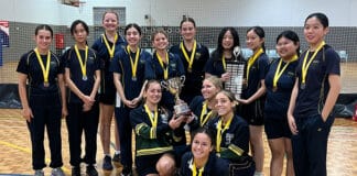 Brigidine College Randwick claimed two out of the six trophies at the Sydney Catholic Schools (SCS) table tennis championships. Photo: SCS/Supplied
