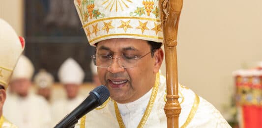 Bishop John Panamthottathil CMI at his ordination as the second shepherd of the Syro-Malabar Eparchy of St Thomas the Apostle in Melbourne. Photo: Syro-Malabar Eparchy Media