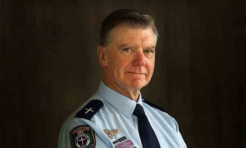 Fr Barry Dwyer, the veteran parish priest of Holy Family Parkes and chaplain with the NSW Police Force, had his 50 years of service to the community recognised last weekend in King Charles’ first birthday honours list. Photo: Supplied