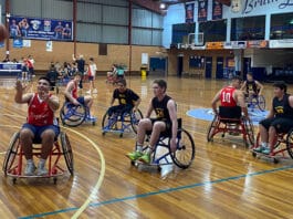 The program pioneered a “reverse inclusion” approach through the sport of wheelchair basketball, with a gala day held with Wheelchair Sports NSW and Basketball NSW. Photo: SCS SPORT