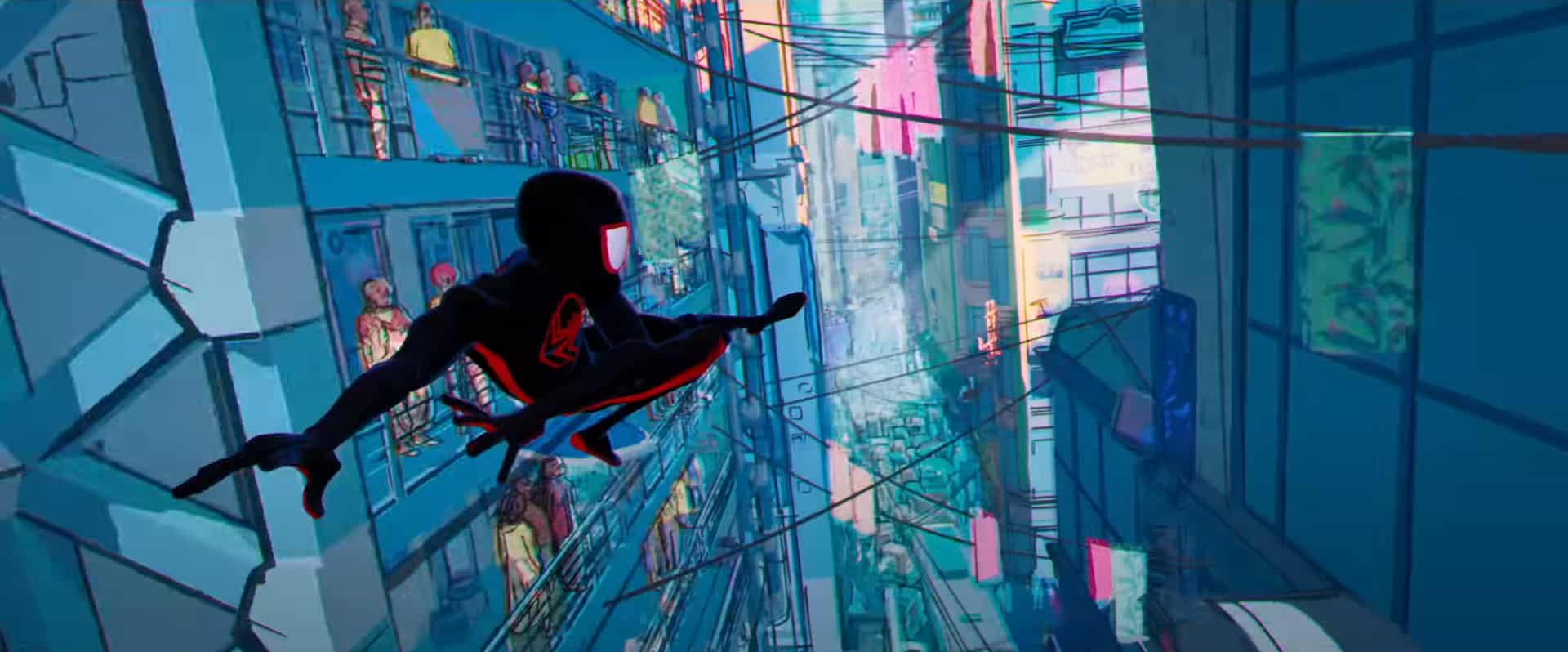 For continuity, the film embraces the comic style that defined Into the Spider-Verse but adopts a number of other art forms and sound that breathes life into the story, evoking emotion and engagement. Screenshot: Youtube/Sony Pictures