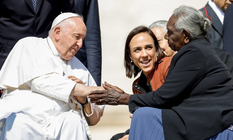 Dr Miriam Rose Ungunmerr-Baumannn AM met the Holy Father at his General Audience on 31 May. Photo: Vatican Media
