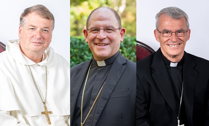 Archbishop Anthony Fisher OP, Bishop Anthony Randazzo and Archbishop Timothy Costello SDB (right) will all attend the synod this October.