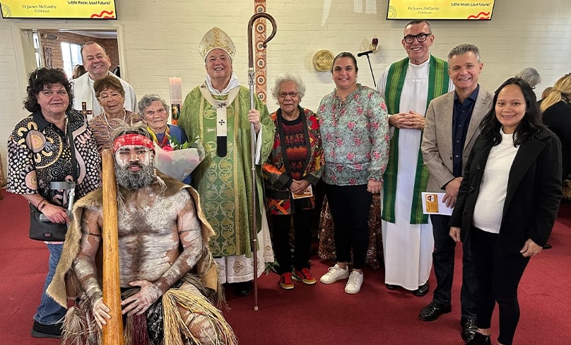 Archbishop Anthony Fisher OP celebrated Mass for Aboriginal and Torres Strait Islander Sunday and the start of NAIDOC Week at The Reconciliation Church in Phillip Bay on 2 July 2023. Photo: Supplied