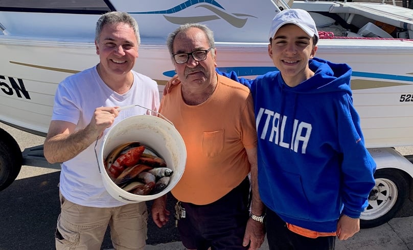 Guy Zangari with his father Rosario and son Christian, after a day of fishing. Photo: Guy Zangari