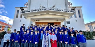 Students and teachers from Patrician Brothers’ College attend mass at St Mary’s Assumption Chaldean Catholic Church in Fairfield for the school’s annual Back to Parish Day. Photo: Supplied