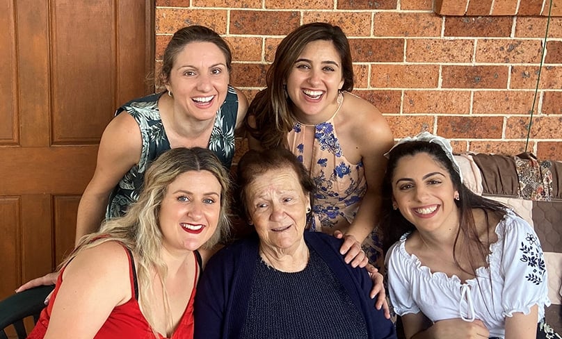 Project officer for the Archdiocese of Sydney’s Catholic Women’s Network Helena Roumanus, top right, with her grandmother Hesnay who was a great example for her Catholic faith. Photo: Supplied