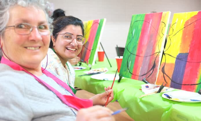 Art classes brought university students and seniors together in an intergenerational program hosted by Our Lady of the Rosary parish in Fairfield. Photo: Marilyn Rodrigues