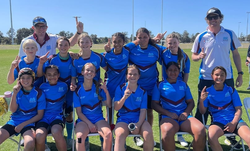 Sienna Knight, at back row third from the left, with her teammates from St Therese Catholic Primary School in Mascot. Photo: SCS Sport