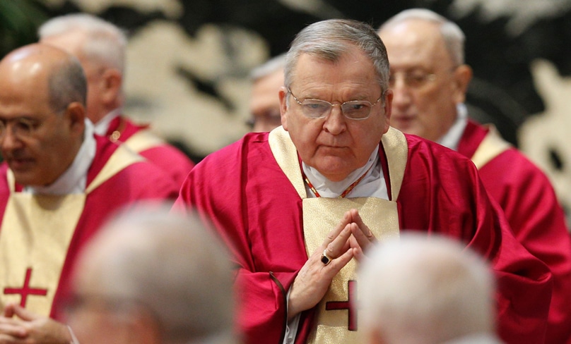 The pope’s comments came in response to a “dubia” letter dated 10 July seeking clarification on doctrinal questions written by five retired cardinals: US Cardinal Raymond L. Burke (Pictured), German Cardinal Walter Brandmüller, Mexican Cardinal Juan Sandoval Íñiguez, Guinean Cardinal Robert Sarah and Chinese Cardinal Joseph Zen. Photo: CNS photo/Paul Haring