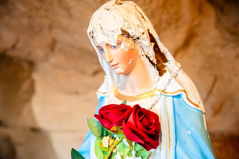 The vandalised statue of Our Lady. Photo: Giovanni Portelli