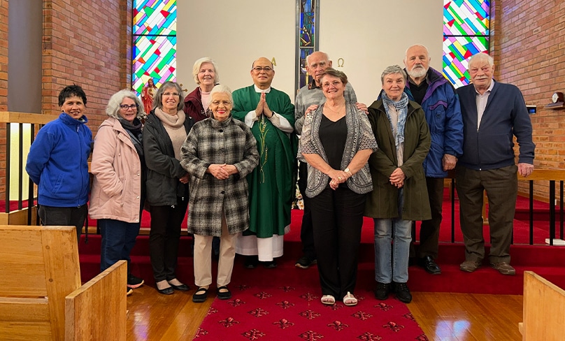 Fr Martin with West Tamar parishioners following his return to full ministry. Photo: Catholic Standard