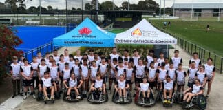 Wheelchair rugby was a highlight for students participating in the holiday camp under the guidance of former Paralympian Andrew Edmondson Photo: SCS Sport
