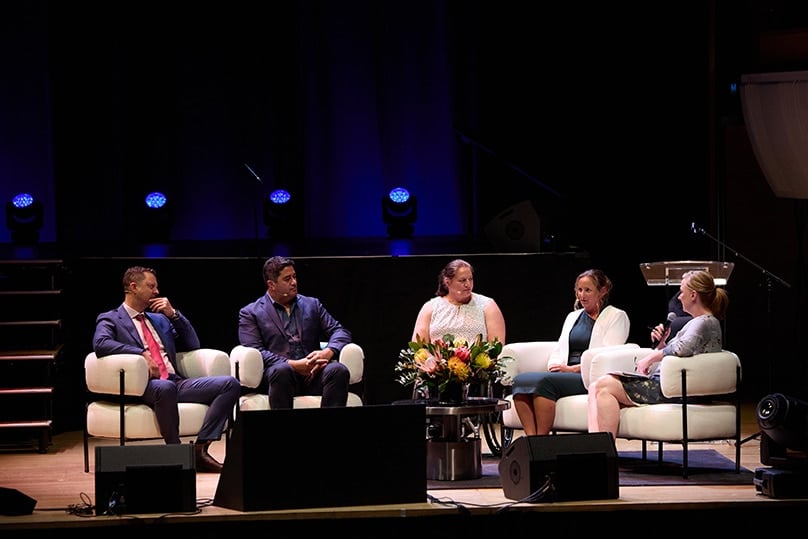 Leigh Sales, right, hosted the Architects of Change conference. Photo: David Swift