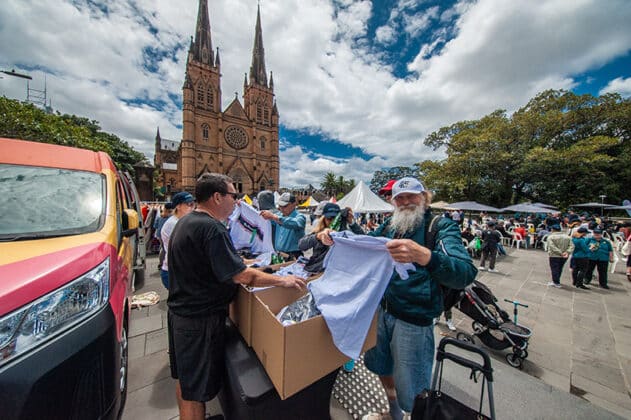 The Archdiocese of Sydney held its fifth annual Street Feast for those on the margins at St Mary’s Cathedral forecourt on 17 November. Photo: Giovanni Portelli