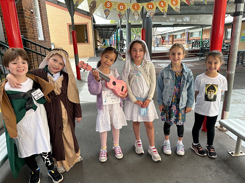 This year teachers and students at St Peter Chanel Primary School chose a patron saint for each grade level. Photo: Supplied