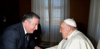Justice François Kunc meeting Pope Francis in Rome. Photo: Supplied