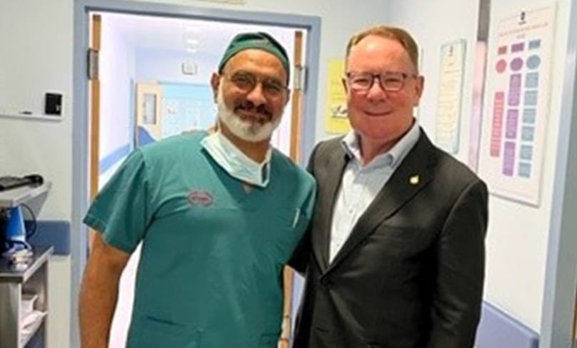 Hugh McDermott MP visited the staff at St John of Jerusalem Hospital, Sheikh Jarrah on his recent trip to the Holy Land.  Photo: Supplied