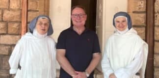 Hugh McDermott MP visited the Sisters of the Monastic Family of Bethlehem, Deir Rafat on his recent trip to the Holy Land. Photo: Supplied