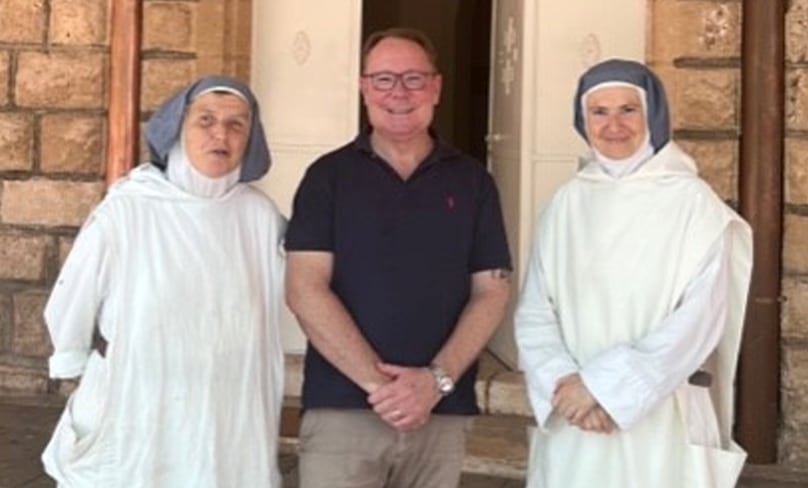 Hugh McDermott MP visited the Sisters of the Monastic Family of Bethlehem, Deir Rafat on his recent trip to the Holy Land.  Photo: Supplied