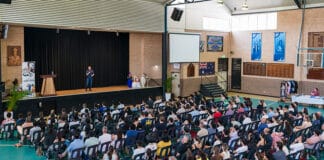 Renowned speaker Jason Evert delivered a “hard chat” on gender and sexuality to 200 parents and their teenagers at Patrician Brothers’ Fairfield on 9 December. Photo: Patrick J Lee