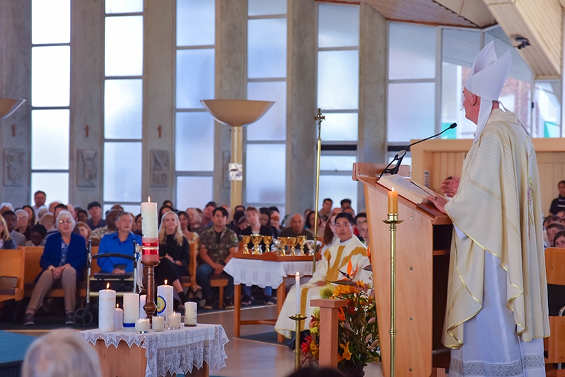Palmerston North Bishop John Adams celebrates Mass and launches the new vision for the parish of New Plymouth. Photo: Supplied