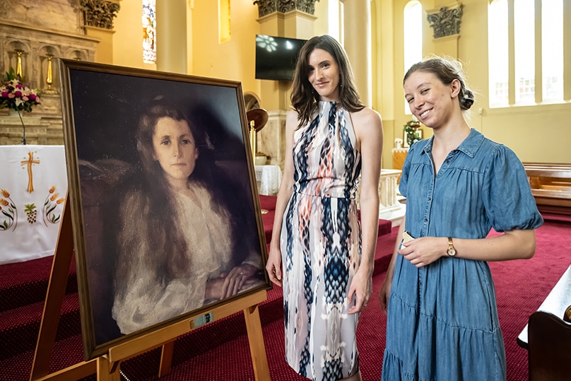 Isabelle Lindsey and Eliza Tome attended the annual memorial Mass celebrating Eileen O'Connor on her anniversary. Photo: Giovanni Portelli