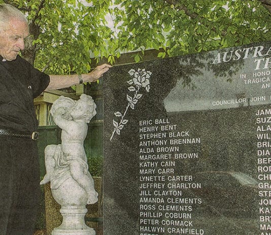 Fr Michael Les Campion pictured at the Day of the Roses memorial in a file photo. Photo: Supplied