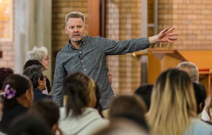 The Sydney Centre for Evangelisation hosted the world-renowned Catholic theologian, Dr Christopher West, who spoke to hundreds of Catholics on the spiritual teachings of St John Paul II. Photo: Patrick J Lee