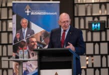 Sir Peter Cosgrove delivers his lecture to members of the Sydney Catholic Business Network (SCBN) on 23 February. Photo: Giovanni Portelli