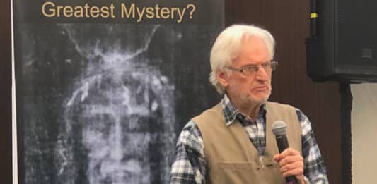 David Rolfe, a British documentary film producer, announces a $1 million challenge prize to anyone who can recreate the Shroud of Turin using only 14th century tools and techniques. Photo: OSV