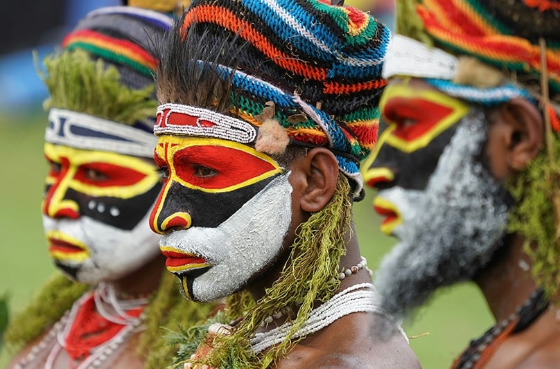 Papua New Guineans in traditional dress and face paint. Photos: Supplied