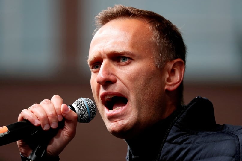 Russian opposition figure Alexei Navalny delivers a speech in Moscow during a rally to demand the release of jailed protesters Sept. 29, 2019. Photo: CNS photo/Shamil Zhumatov, Reuters