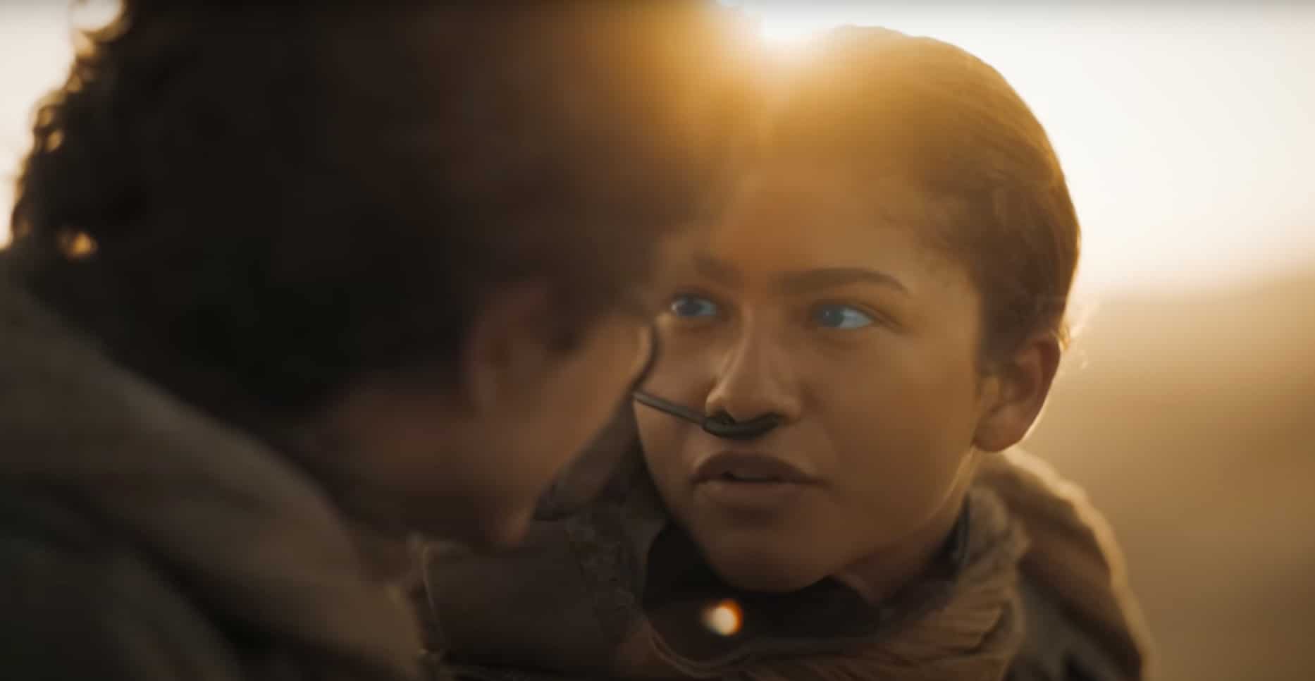 Zendaya shines in the first two acts as her sincerity and vulnerability gives credibility to Chani and Paul’s blossoming relationship, marking her place as his moral compass. Screenshot: Warner Bros Youtube