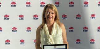 Marea de Angelis receiving her award for the Lane Cove electorate. Photo: Supplied