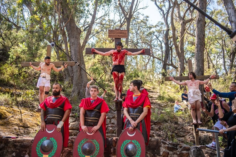 The Stations of the Cross drew thousands to the Shrine of Our Lady of Mercy at Penrose Park in the NSW southern highlands on Good Friday. Photo: Giovanni Portelli