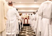 Mass at the Clergy Conference on 10 April. Photo: Giovanni Portelli