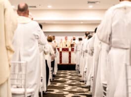 Mass at the Clergy Conference on 10 April. Photo: Giovanni Portelli