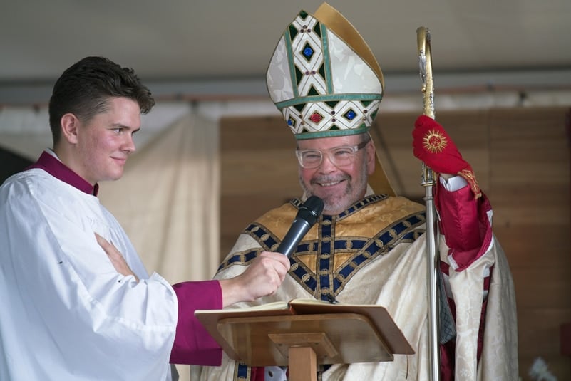 Wilcannia-Forbes Bishop Columba Macbeth-Green at the veiling ceremony of Discalced Carmelite Sr Gabriela of the Immaculate Heart of Mary at the Carmel of Jesus, Mary and Joseph on 8 April. Photo: Patrick Giam