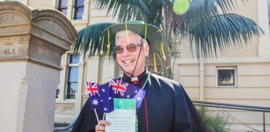 Opus G’Dei: Bishop Richard Umbers is officially a proud Australian. Photo: Marilyn Rodrigues/The Catholic Weekly