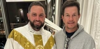 Mark Wahlberg with Fr Lewi